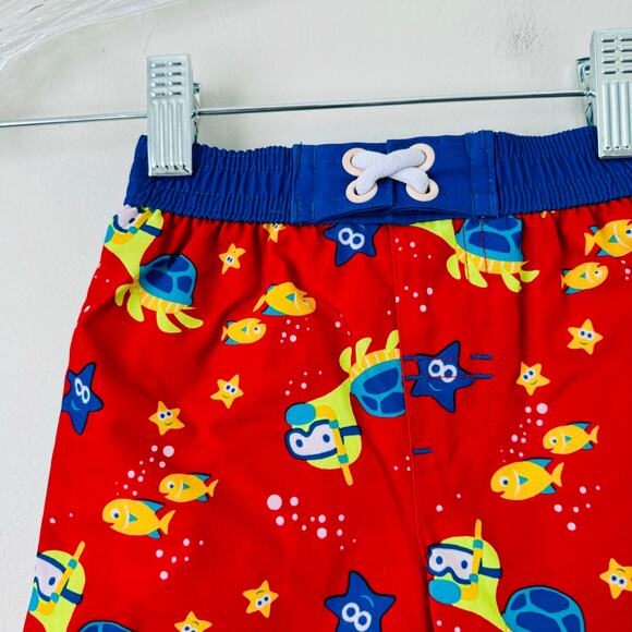 Wonder Nation Baby Boys Swim Trunks Shorts Mesh Insert Red Fish Print Size 12M - Picture 2 of 6